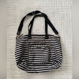 Kate Spade New York Roma Bon Voyage Stripe Nylon Tote - Packable - Gold Hardware